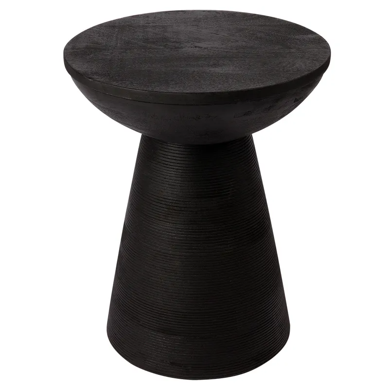 Cayman Mango Wood Side Table Black, 37.5cm Dia x 46cm H (RRP $847) - Image 3