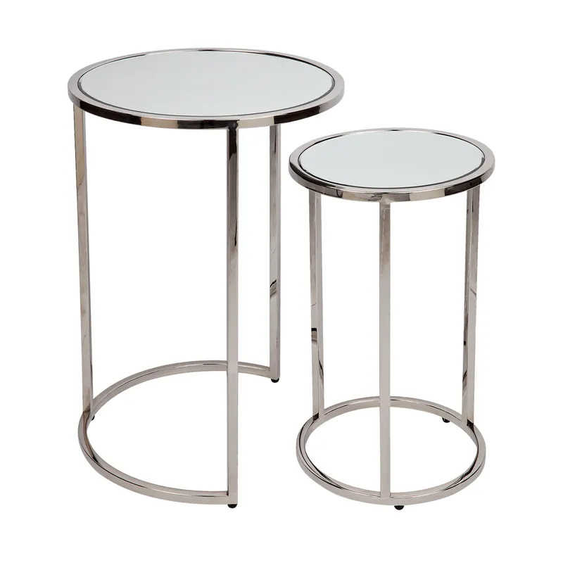 Serene Nesting Side Tables Nickel, 41cm Dia x 60cm H (RRP $1089)