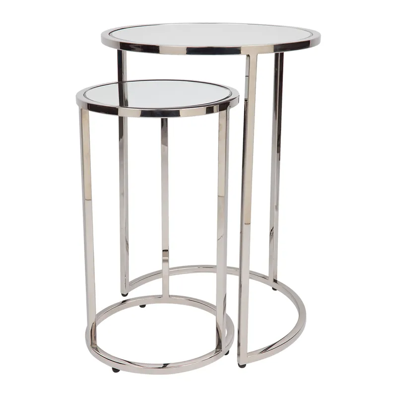 Serene Nesting Side Tables Nickel, 41cm Dia x 60cm H (RRP $1089) - Image 3