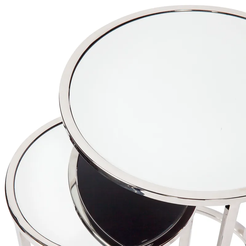Serene Nesting Side Tables Nickel, 41cm Dia x 60cm H (RRP $1089) - Image 5