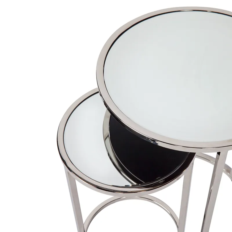 Serene Nesting Side Tables Nickel, 41cm Dia x 60cm H (RRP $1089) - Image 6
