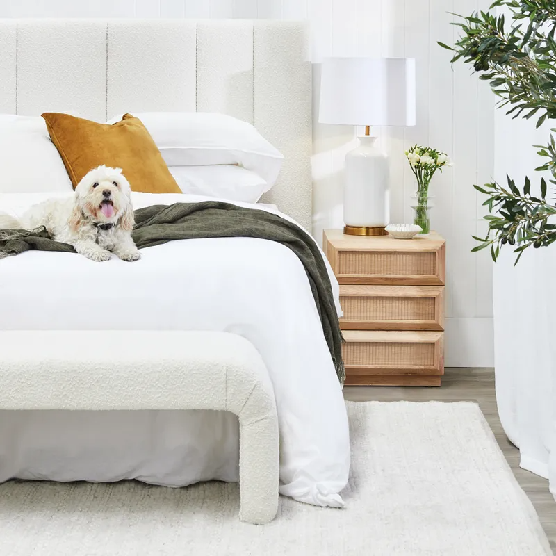 Soho King Bedhead White Boucle, 195cm W x 10cm D x 140cm H (RRP $1419) - Image 5