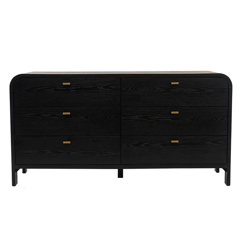 Chisholm 6 Drawer Chest Black, 160cm W x 50cm D x 83cm H (RRP $4389)