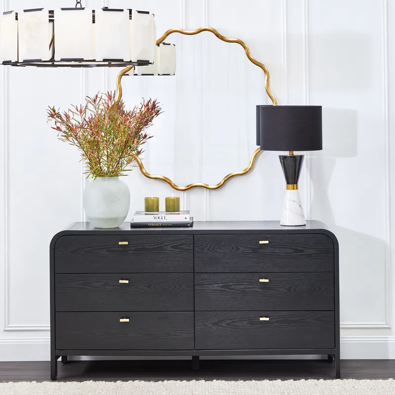 Chisholm 6 Drawer Chest Black, 160cm W x 50cm D x 83cm H (RRP $4389) - Image 2