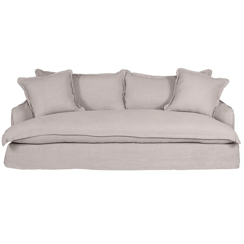 Hayman 3 Seater Slip Cover Sofa Natural Linen, 234cm W x 108cm D x 98cm H (RRP $8129)