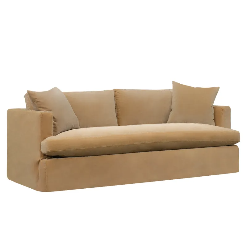 Birkshire 3 Seater Slip Cover Sofa Ochre Velvet, 220cm W x 96cm D x 90cm H (RRP $4829) - Image 3