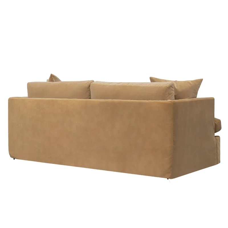 Birkshire 3 Seater Slip Cover Sofa Ochre Velvet, 220cm W x 96cm D x 90cm H (RRP $4829) - Image 4