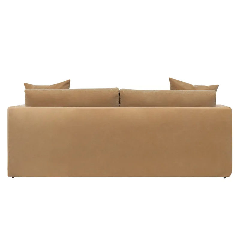 Birkshire 3 Seater Slip Cover Sofa Ochre Velvet, 220cm W x 96cm D x 90cm H (RRP $4829) - Image 5