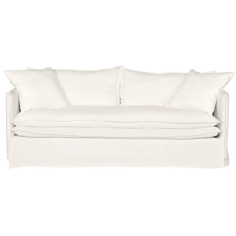 Palm Beach 3 Seater Slip Cover Sofa White Linen, 210cm W x 97cm D x 89cm H (RRP $4147)