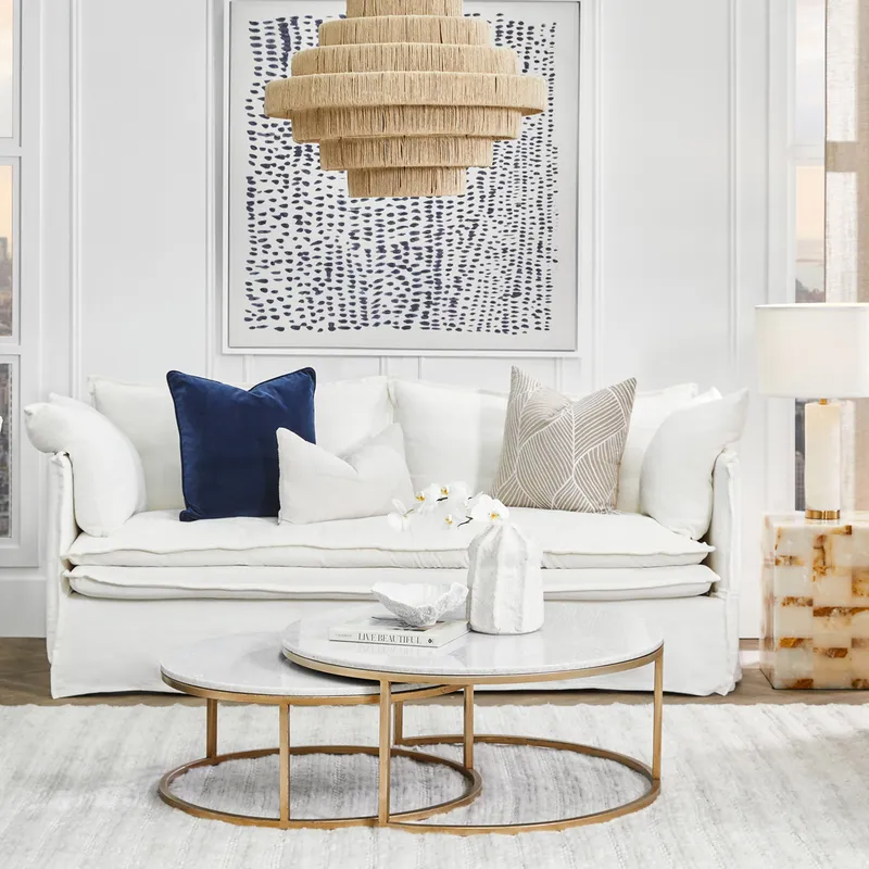 Palm Beach 3 Seater Slip Cover Sofa White Linen, 210cm W x 97cm D x 89cm H (RRP $4147) - Image 2