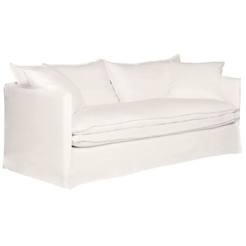 Palm Beach 3 Seater Slip Cover Sofa White Linen, 210cm W x 97cm D x 89cm H (RRP $4147) - Image 3