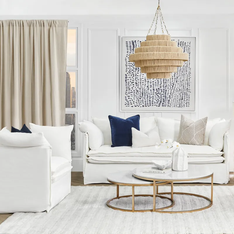Palm Beach 3 Seater Slip Cover Sofa White Linen, 210cm W x 97cm D x 89cm H (RRP $4147) - Image 4