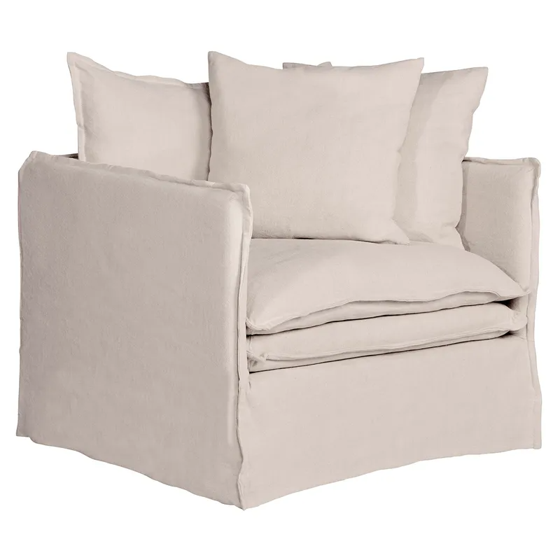 Palm Beach Slip Cover Arm Chair Natural Linen, 100cm W x 97cm D x89cm H (RRP $2409)