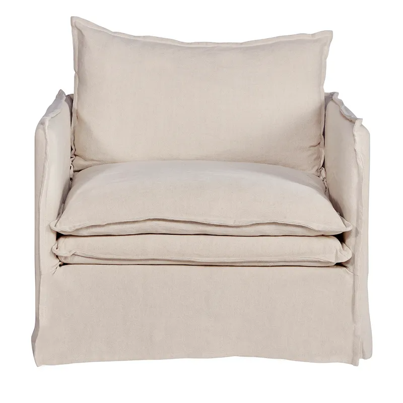 Palm Beach Slip Cover Arm Chair Natural Linen, 100cm W x 97cm D x89cm H (RRP $2409) - Image 5