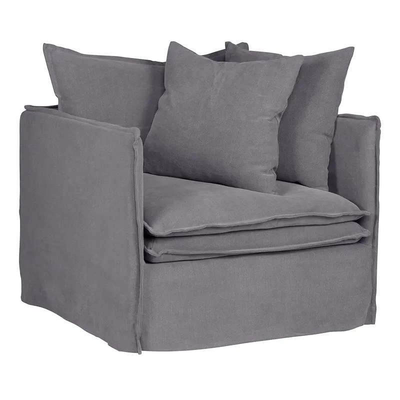 Palm Beach Slip Cover Arm Chair Slate Grey Linen, 100cm W x 97cm D x89cm H (RRP $2233)