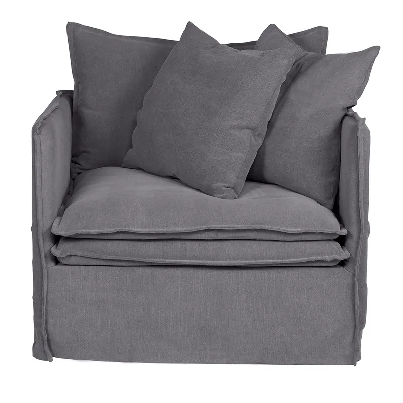 Palm Beach Slip Cover Arm Chair Slate Grey Linen, 100cm W x 97cm D x89cm H (RRP $2233) - Image 2