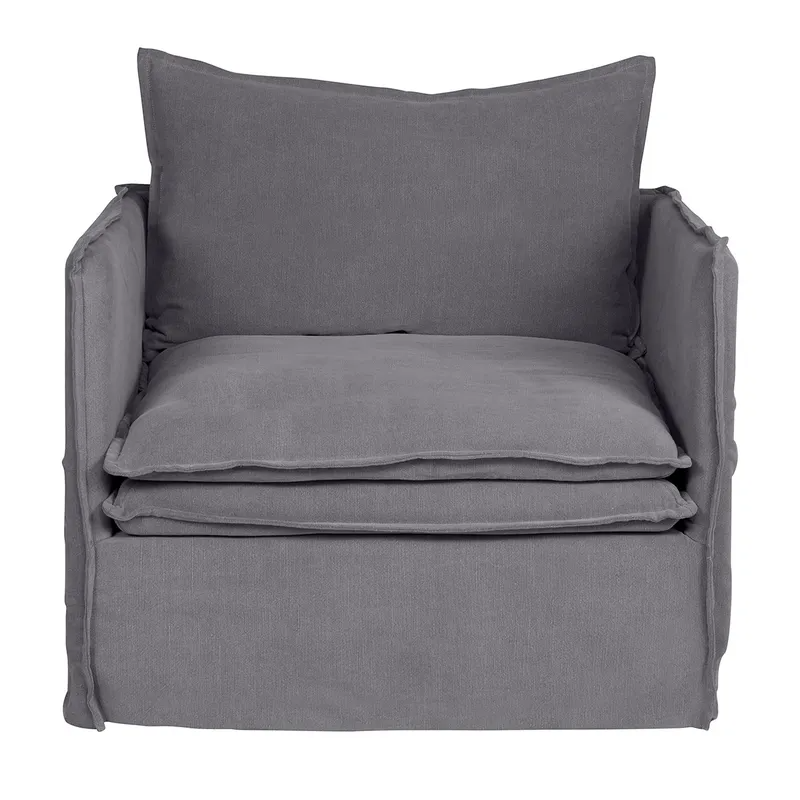 Palm Beach Slip Cover Arm Chair Slate Grey Linen, 100cm W x 97cm D x89cm H (RRP $2233) - Image 3