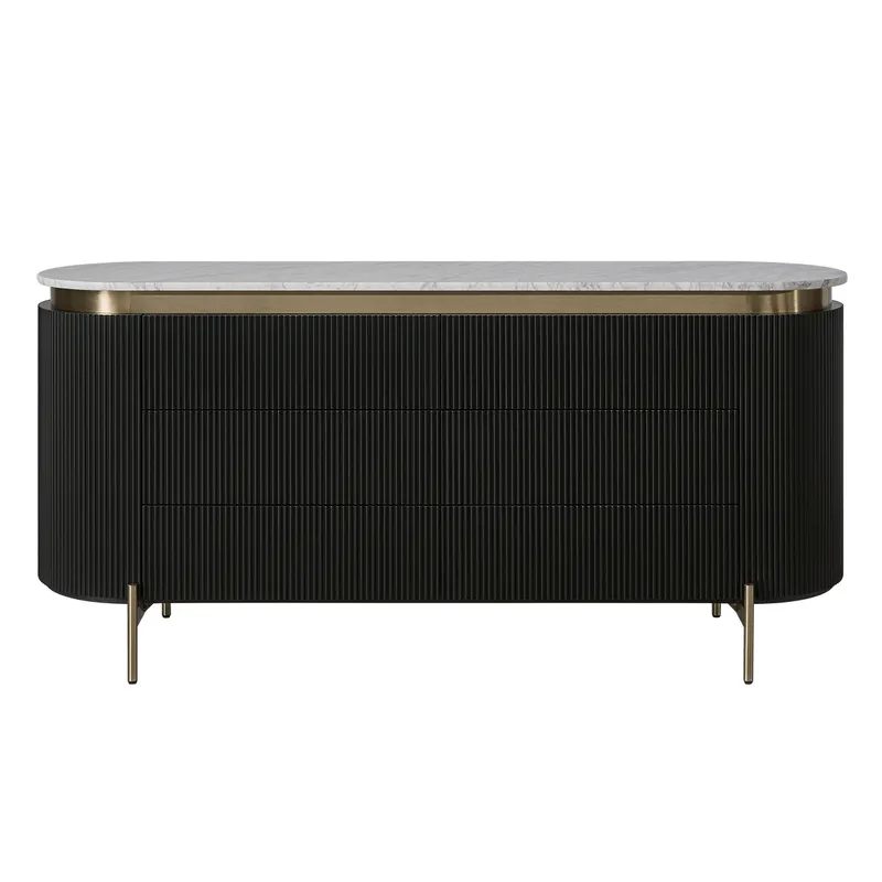 Demarco 6 Drawer Chest Black, 170cm W x 50cm D x 81cm H (RRP $5709)