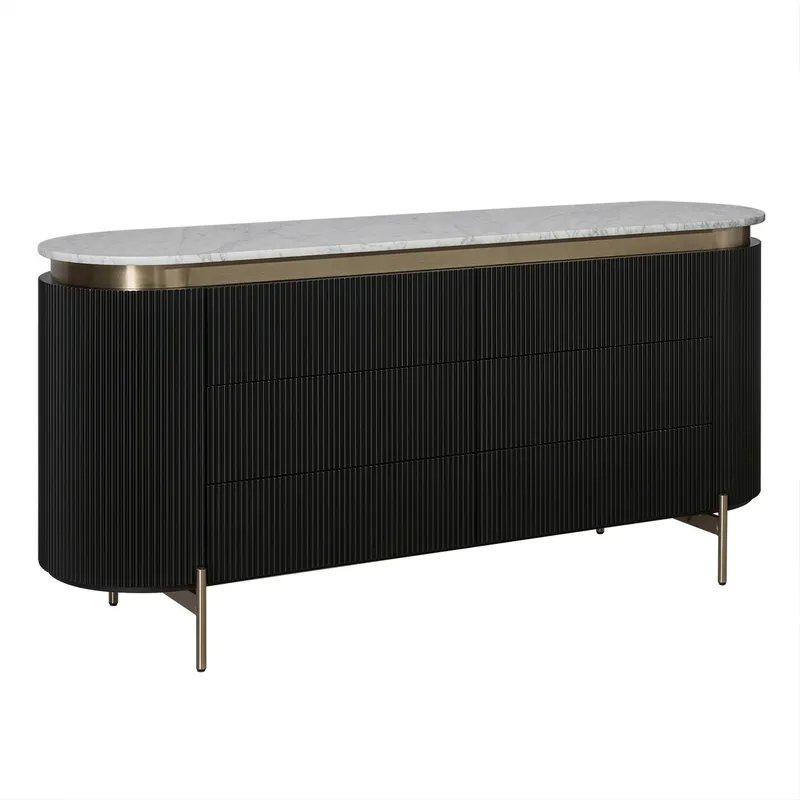 Demarco 6 Drawer Chest Black, 170cm W x 50cm D x 81cm H (RRP $5709) - Image 3