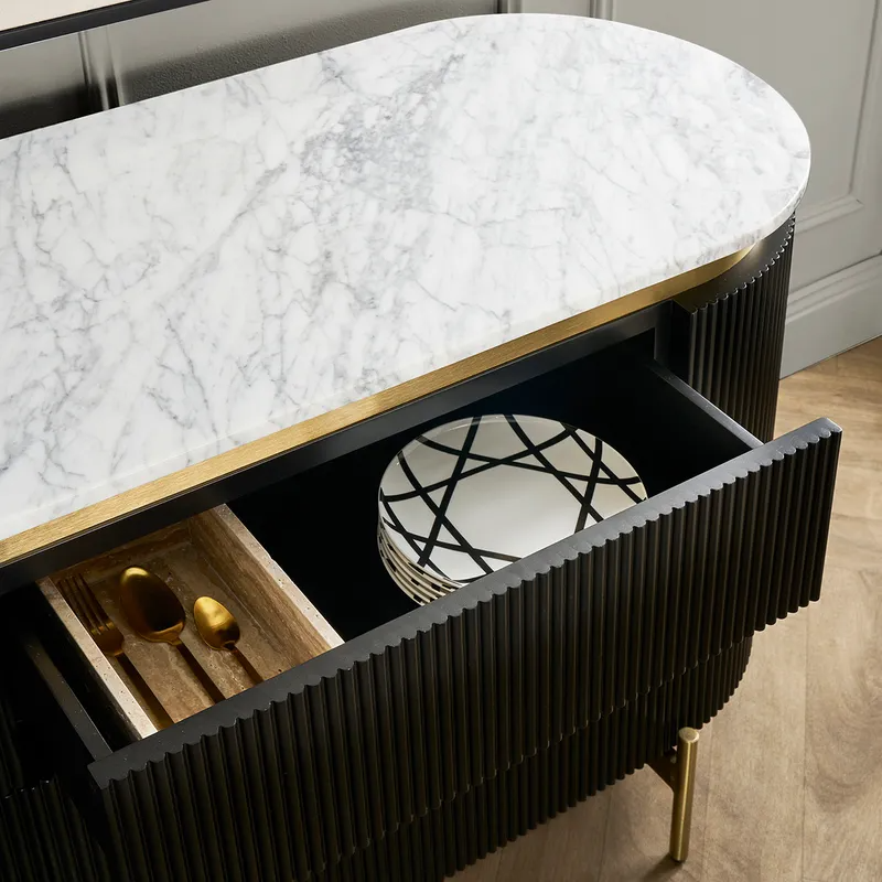 Demarco 6 Drawer Chest Black, 170cm W x 50cm D x 81cm H (RRP $5709) - Image 4
