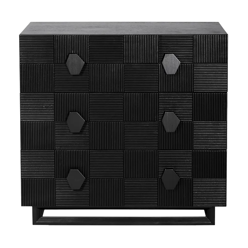 Alton 3 Drawer Chest Black, 96cm W x 45cm D x 92cm H (RRP $2783)