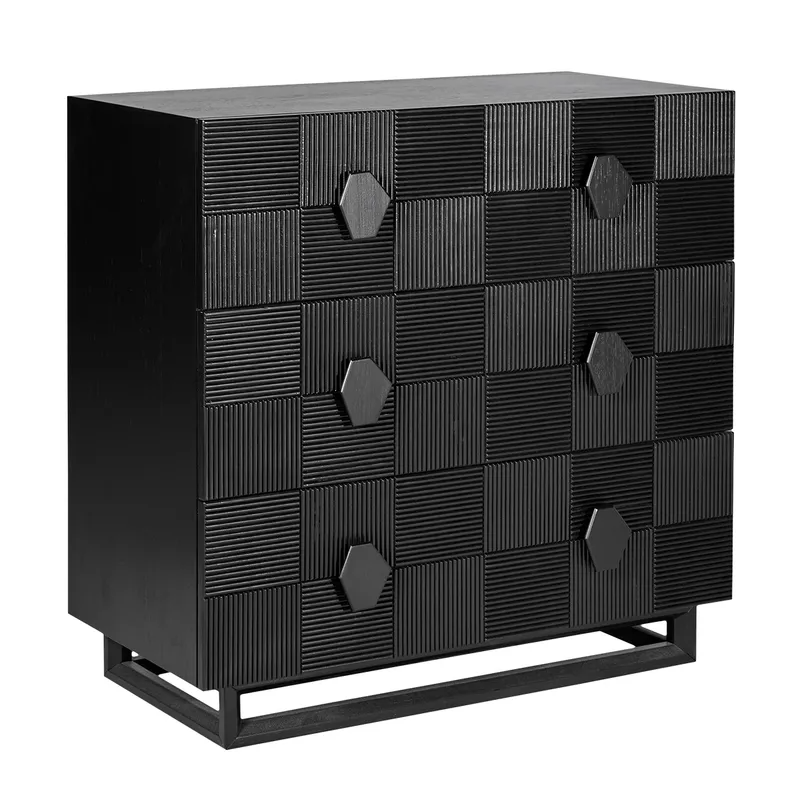 Alton 3 Drawer Chest Black, 96cm W x 45cm D x 92cm H (RRP $2783) - Image 3