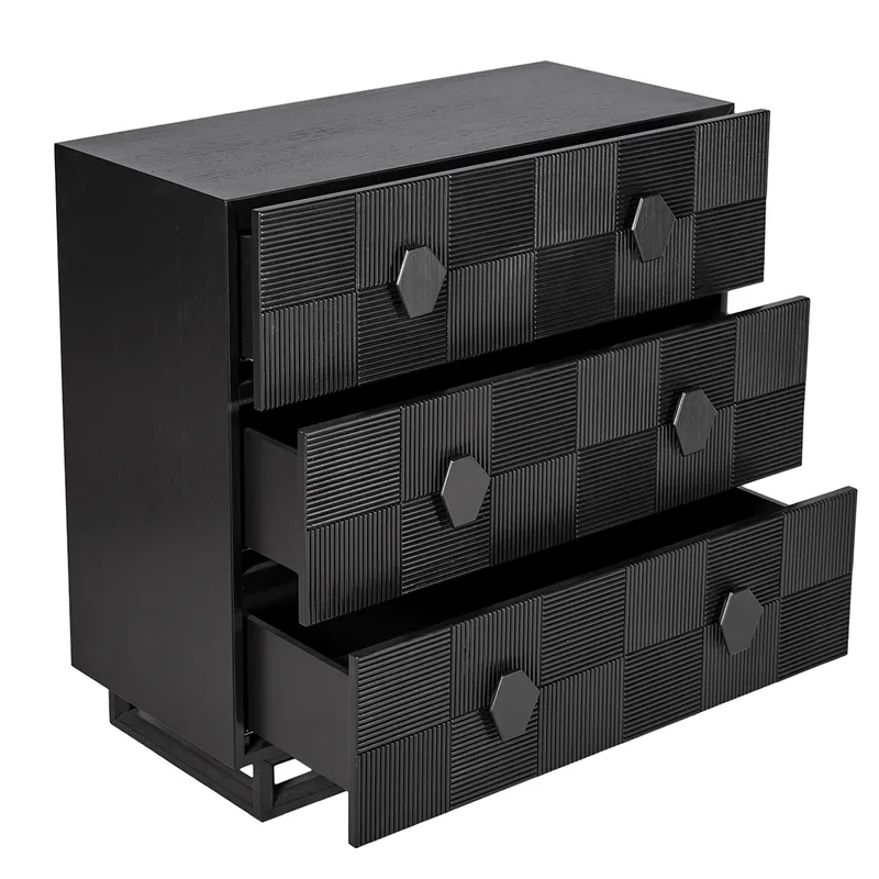 Alton 3 Drawer Chest Black, 96cm W x 45cm D x 92cm H (RRP $2783) - Image 4