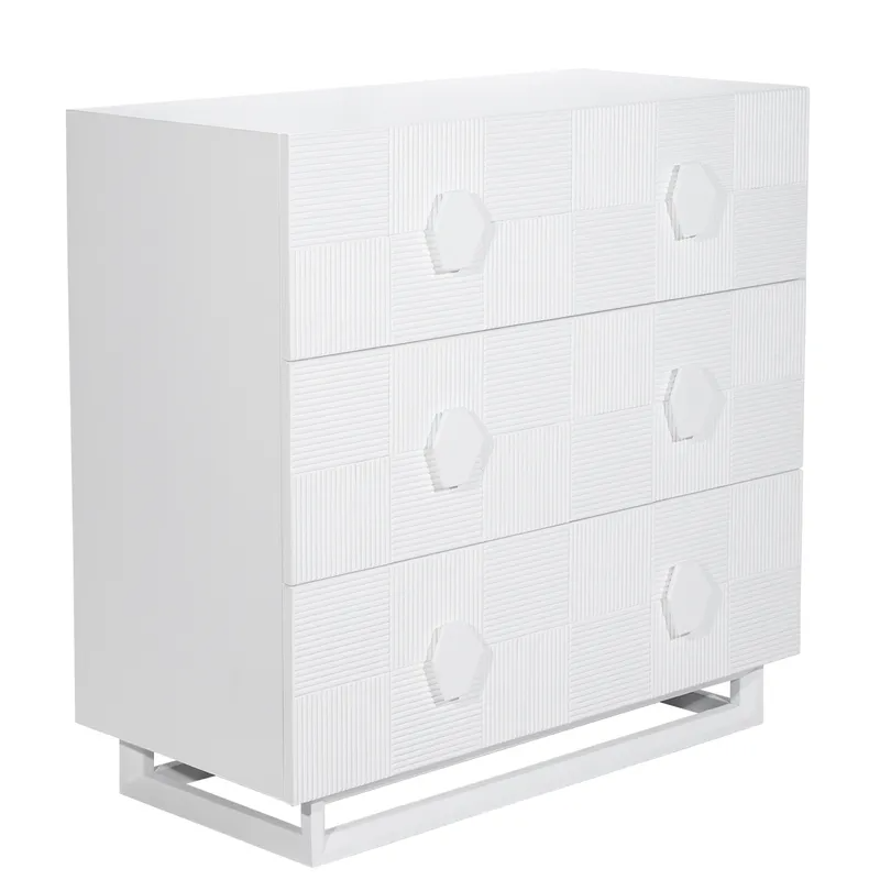 Alton 3 Drawer Chest White, 96cm W x 45cm D x 92cm H (RRP $2783) - Image 2
