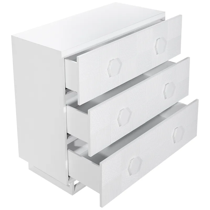 Alton 3 Drawer Chest White, 96cm W x 45cm D x 92cm H (RRP $2783) - Image 3