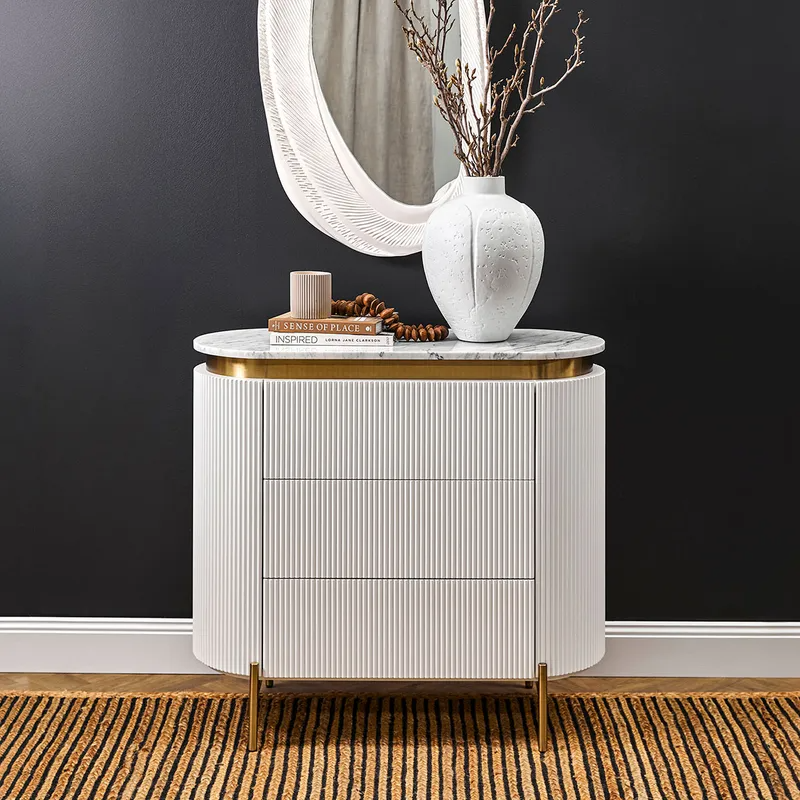 Demarco 3 Drawer Chest White, 98cm W x 45cm D x 90cm H (RRP $3509) - Image 2