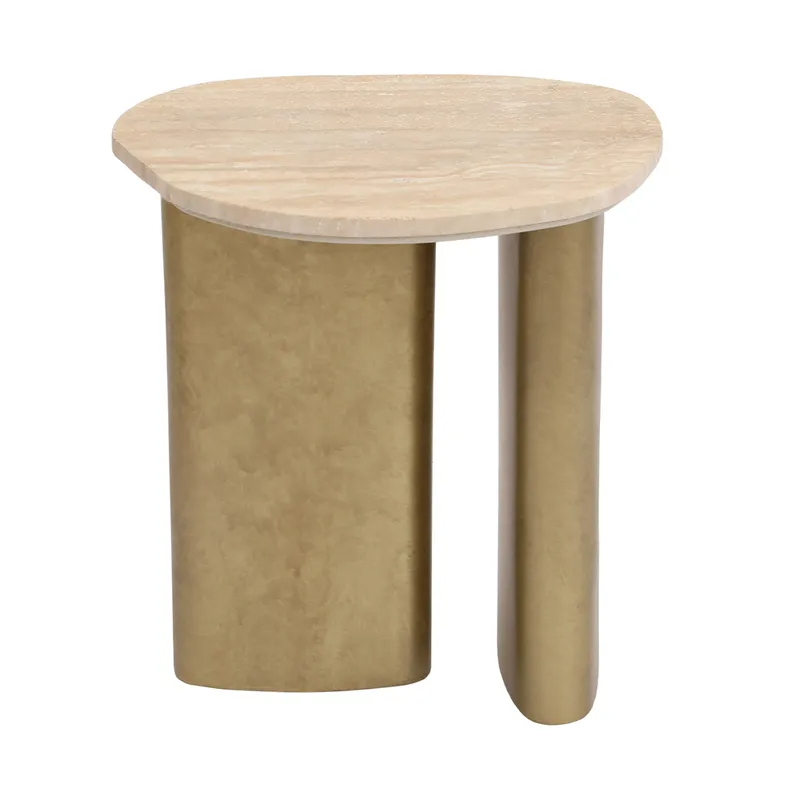 Audrey Small Side Table Travertine, 48cm W x 40cm D x 50cm H (RRP $429)