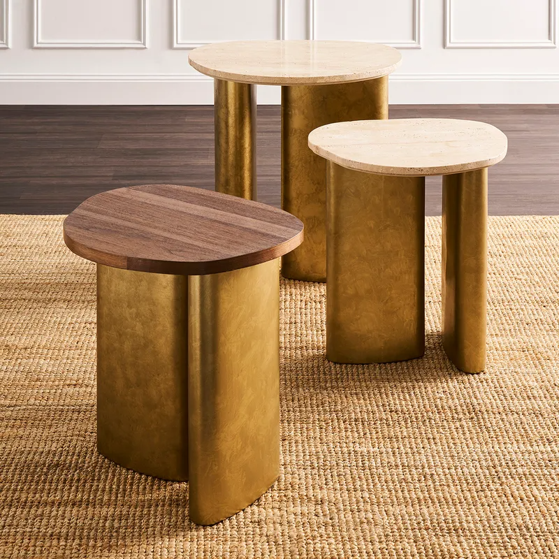 Audrey Small Side Table Travertine, 48cm W x 40cm D x 50cm H (RRP $429) - Image 2