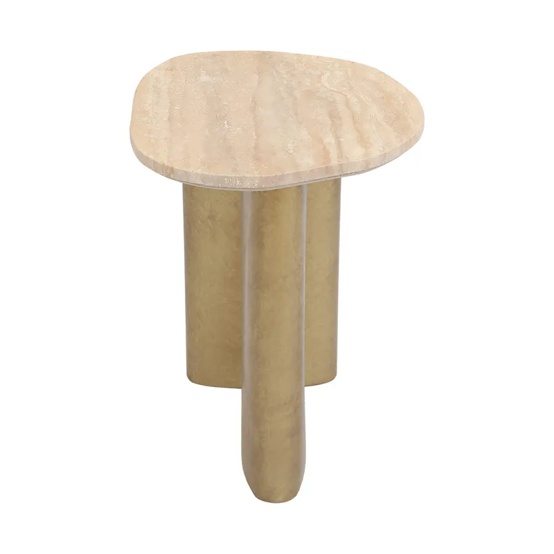 Audrey Small Side Table Travertine, 48cm W x 40cm D x 50cm H (RRP $429) - Image 3