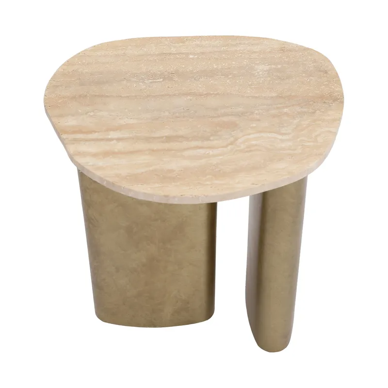 Audrey Small Side Table Travertine, 48cm W x 40cm D x 50cm H (RRP $429) - Image 4