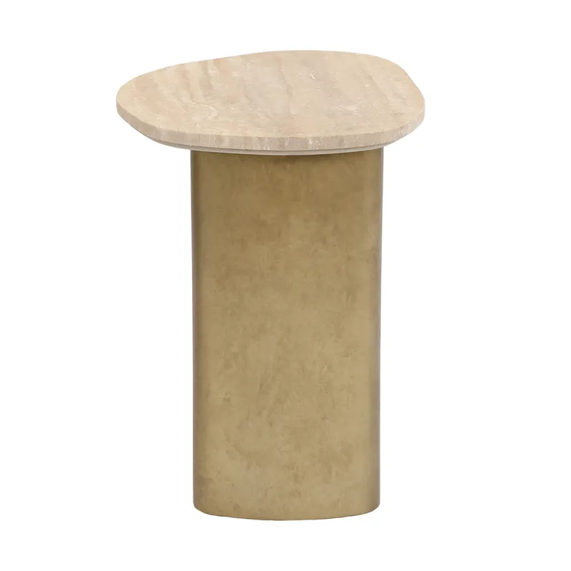 Audrey Small Side Table Travertine, 48cm W x 40cm D x 50cm H (RRP $429) - Image 6