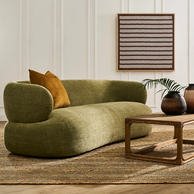 Greenwich 3 Seater Sofa Sage Chenille, 231cm W x 91cm D x 78cm H (RRP $3949) - Image 2