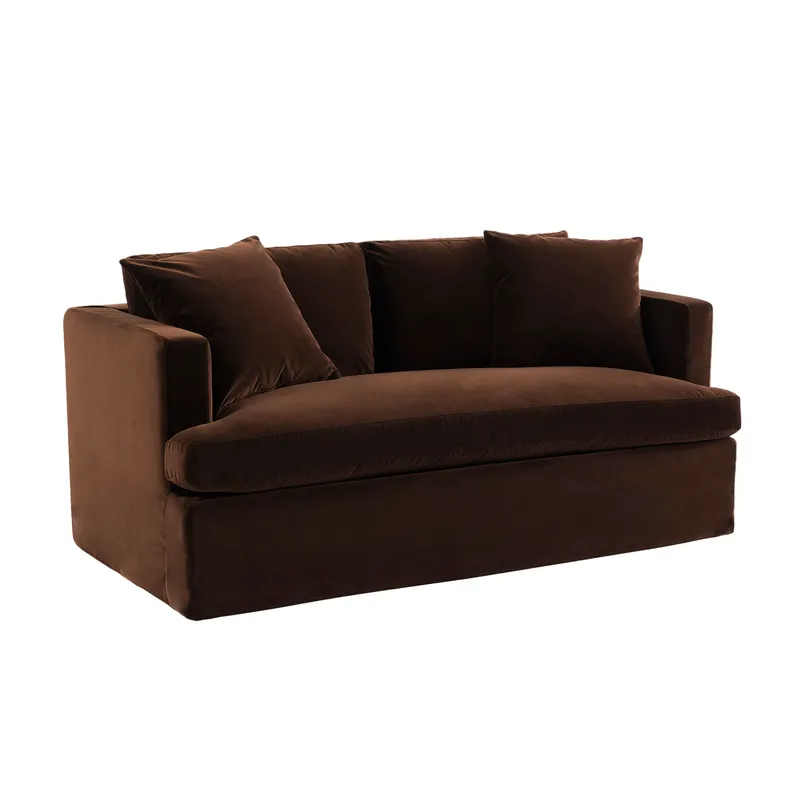 Birkshire 2 Seater Slip Cover Sofa Dark Chocolate Velvet, 180cm W x 96cm D x 85cm H (RRP $3883) - Image 2