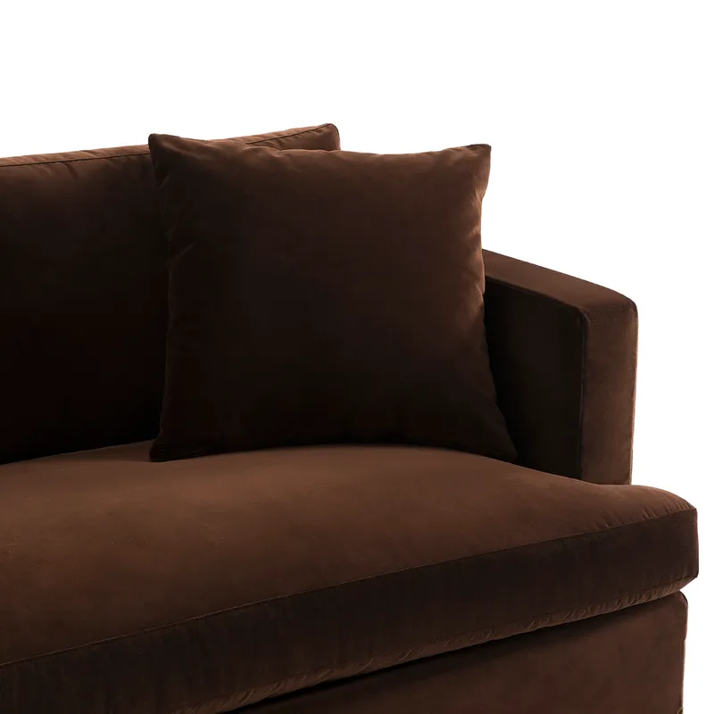 Birkshire 2 Seater Slip Cover Sofa Dark Chocolate Velvet, 180cm W x 96cm D x 85cm H (RRP $3883) - Image 3