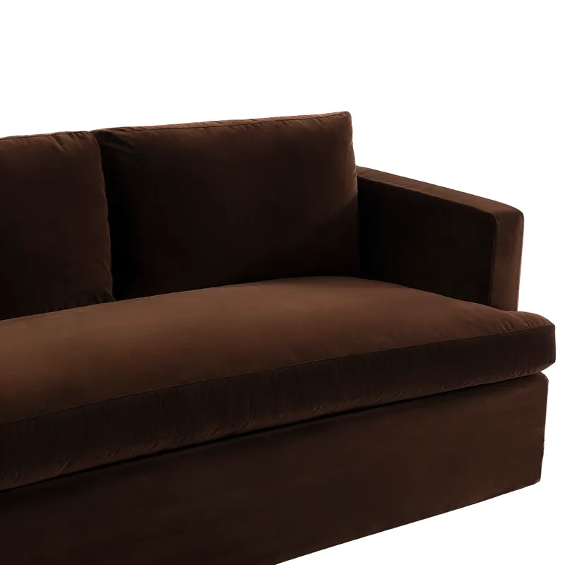 Birkshire 2 Seater Slip Cover Sofa Dark Chocolate Velvet, 180cm W x 96cm D x 85cm H (RRP $3883) - Image 5
