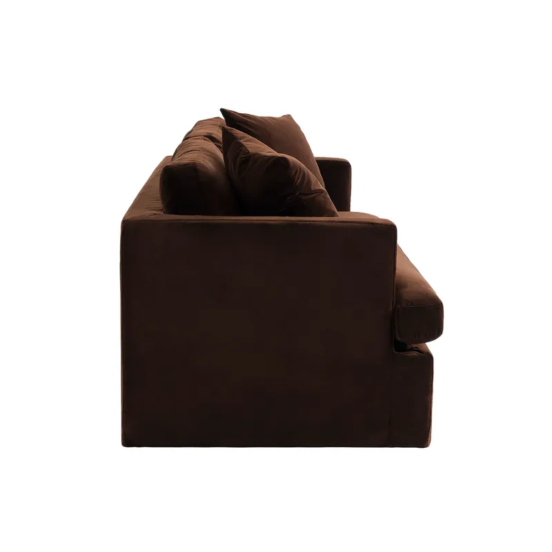 Birkshire 2 Seater Slip Cover Sofa Dark Chocolate Velvet, 180cm W x 96cm D x 85cm H (RRP $3883) - Image 6