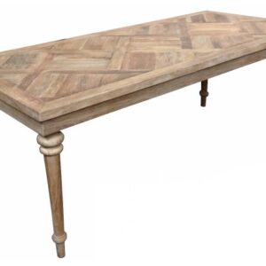 "Marrakesh" Parquetry Dining Table with Turned legs Recycled Elm, 200cm x 90cm (RRP $1799)