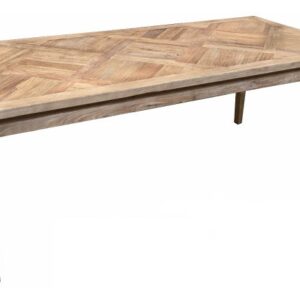 "Marrakesh" Solid Hardwood Parquetry Top Dining Table with tapered legs Recycled Elm, 150cm x 85cm