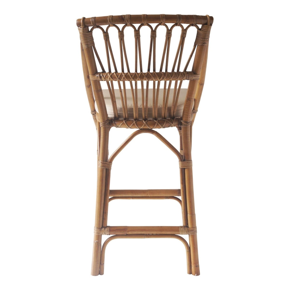 Cayman Rattan Hamptons Barstool Natural W/Beige Cushions & Footrest, W 54cm D 51cm H 102cm (RRP $499) - Image 4