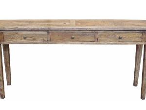 "Villa" Hamptons Style Parquetry 3 Drawer Hall Table Recycled Elm, 180cm x 40cm x 85cmH