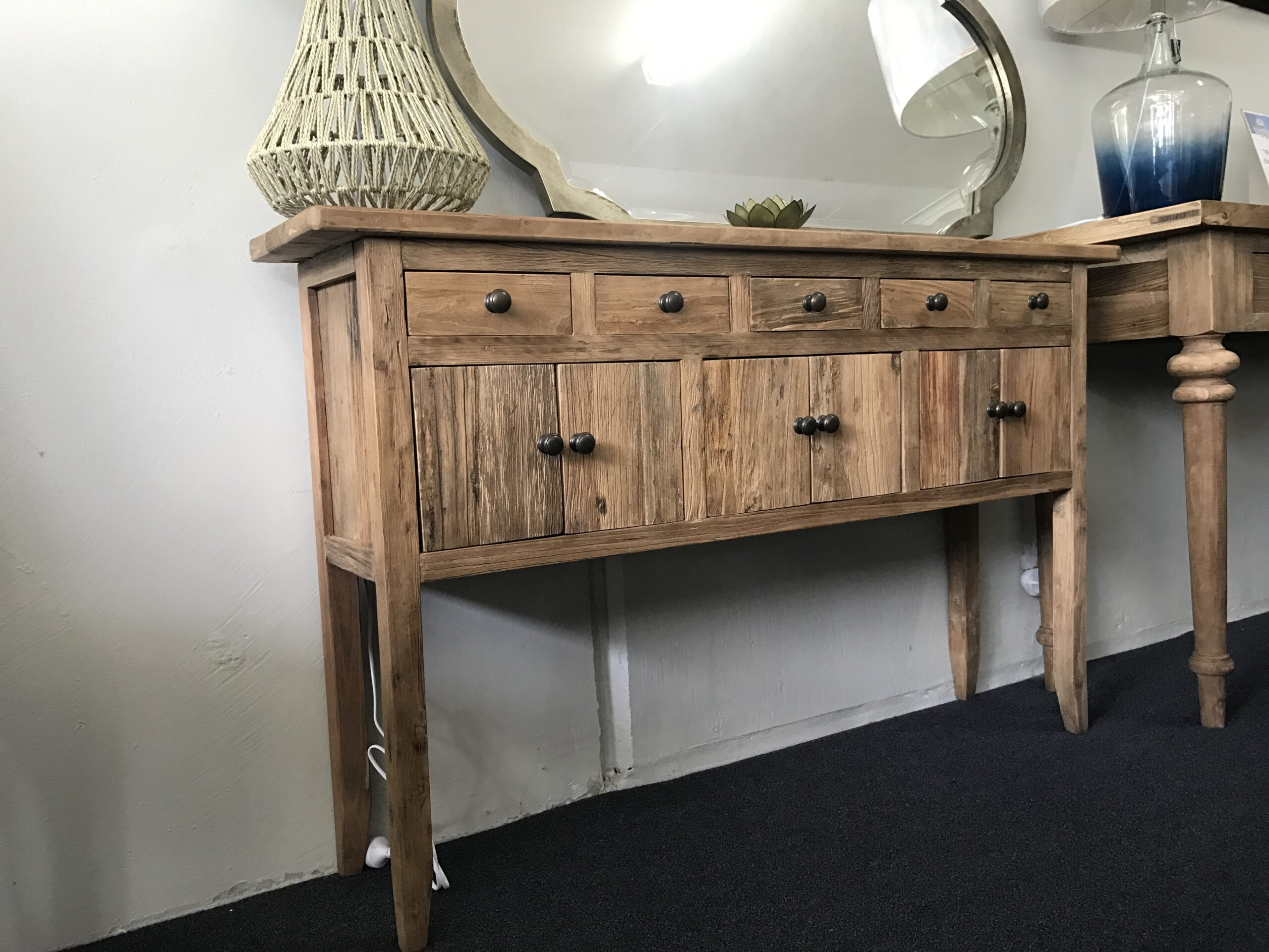 "St Moritz" Recycled Elm Timber Hall Table Console Narrow 130cmW x 28cmD x 80cmH