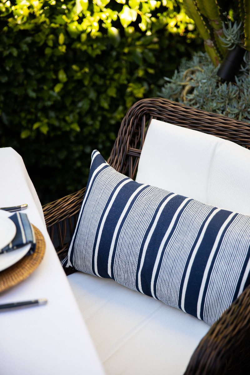 Linen Capri Stripes Navy Cushion 35x60cm (RRP $89) - Image 2